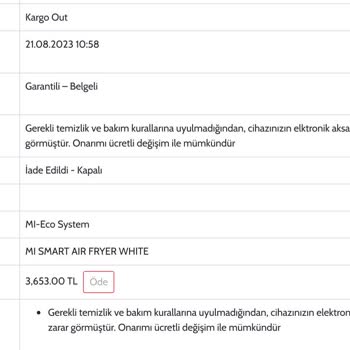 Ouno Service Xiaomi Airfryer Tamir Mağduriyeti