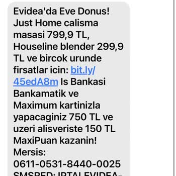 Evidea Mesaj Artık İstemiyorum