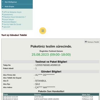UPS Türkiye Uzak Bölge Yazısı
