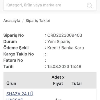 Ev Bazaar AVM Satın Alınıp Kargolanmayan Ürün