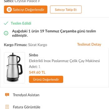 Sinbo Cay Makinesi Kalitesizliği
