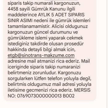 Sinotrans Makzume Lojistik Aylık 2 Adet Alındı 5 Demişler Paketi El Koyuldu