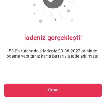 Yemek Sepeti'nden İptal Ettiğim Sipariş Kartıma Gelmedi