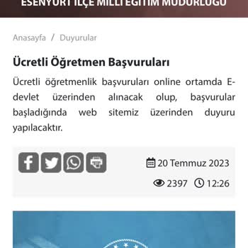 Milli Eğitim Bakanlığı (MEB) Ücretli Öğretmenlik Başvurusu