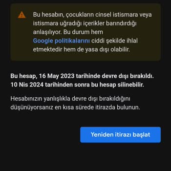 Gmail Hesabım Devre Dışı Bırakıldı.