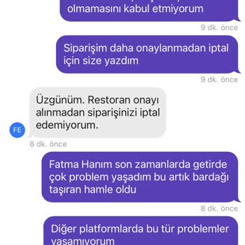 GetirYemek Getirde İptal Problemi