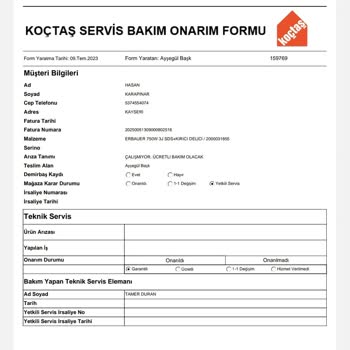 Koçtaş Servis Ve Ürün Sorunu