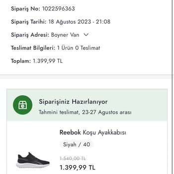 Boyner Teslim Edilemeyen Sipariş