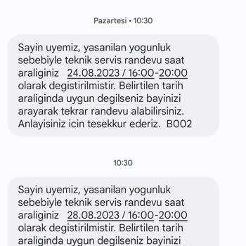 Digiturk Teknik Servisinden Gelen Kurulum Ertelenmesi Mesajları