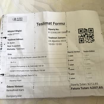 A101 Kapıda Teslim... Beğenmediğim Ürünü İade Almıyor...