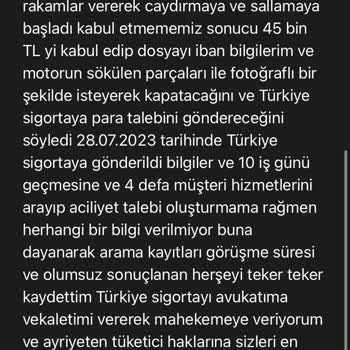 Türkiye Sigorta Hasar Dosya İşlemleri Sorunu Maillere Dönüş Yapılmaması