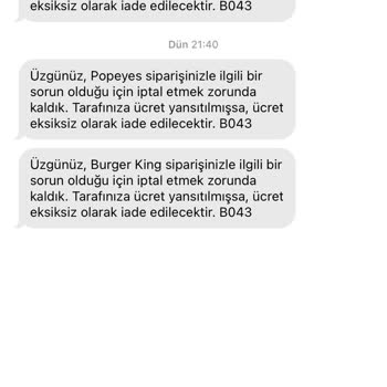 Popeyes Nevşehir Ürün Getirmiyor