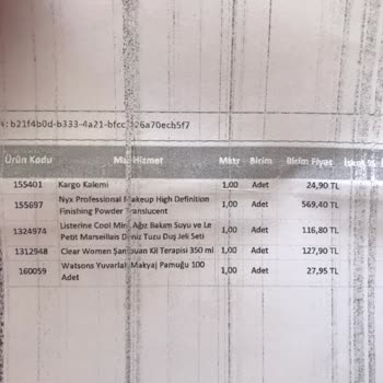 Watsons Eksik Teslim Edilen Kargo