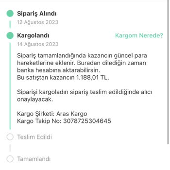 Dolap Satışım Aras Kargo Zaman Aşımından Dolayı İptal Oldu