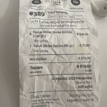 Yemek Sepeti Eksik Ürün