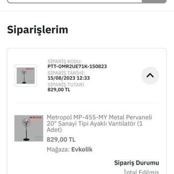 Aldığım Vantilatörde Epttavm Ve PTT Kargo Mağduriyeti Yaşadım