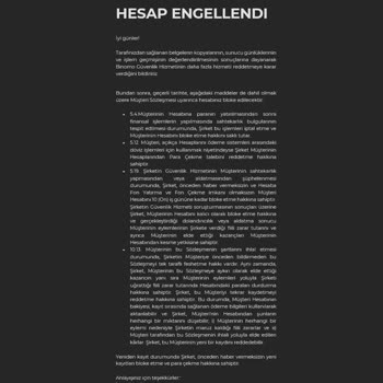 Binomo Hesabımın Sebepsiz Bir Şekilde Blokesi