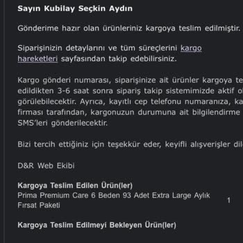 D&R Doğru Sipariş Yanlış Ürün