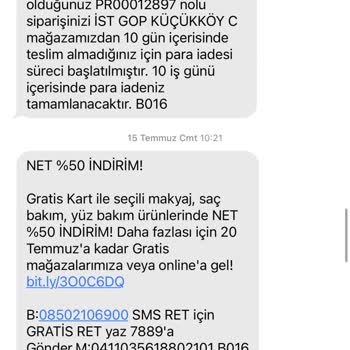 Para İadesi Yapmayan Gratis!