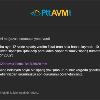 PttAVM Teslim Edilmeyen Kargo