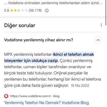 Vodafone Yenilenmiş Cihazda Kullanılan Parçaların Orijinal Olmaması