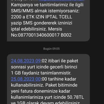 Turkcell Onayım Olmayan Ek Paket