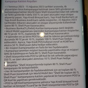 Yapı Kredi Shell Kampanya Puanımı Yüklemiyor.