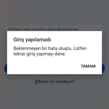 Instagram Beklenmeyen Bir Hata Oluştu Sorunu
