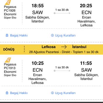 Pegasus Bilet İptali Bileti 1 Hafta Önceye Çekme Problemi!