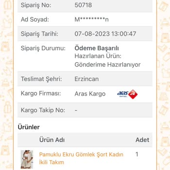 Nare Giyim Gönderilmeyen Ve İptali Yapılmayan Ürün