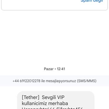 Tether Vıp Üyelik Hakkında Gelen SMS Usdguu.com