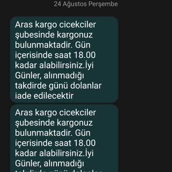 Aras Kargo Çiçekçiler Şubesi Ürünümü Getirmiyor.