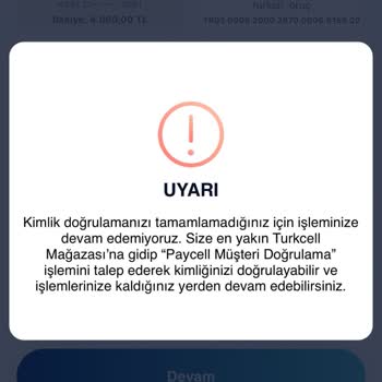 Paycell Kimlik Doğrulaması Bitmiyor