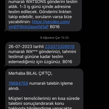Watsons Ürün Gelmemesi Ve İade Sorunu