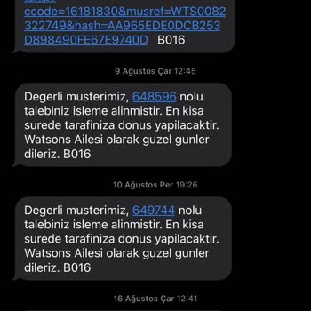 Watsons Ürün Gelmemesi Ve İade Sorunu