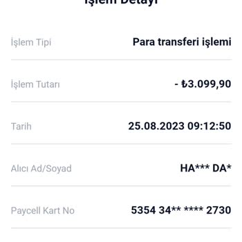 Paycell Hesabıma Parayı Aktarmadı