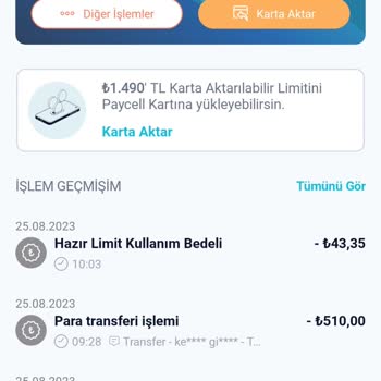 Paycell Parayı Hesabıma Aktarmadı
