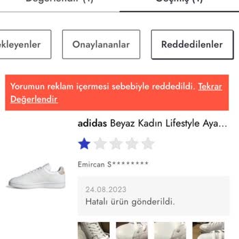 Boyner Hatalı Ayakkabı Siparişim