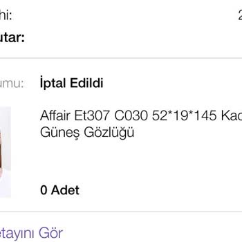 Atasun Optik Ürünümü Göndermediler. İptal Edildi.