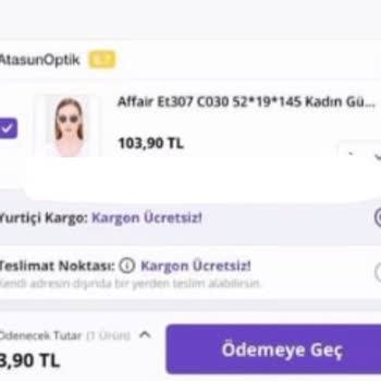 Atasun Optik Ürünümü Göndermediler. İptal Edildi.