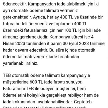 TEB Kredi Kartı Kampanya Taahhüdüne Uymaması!