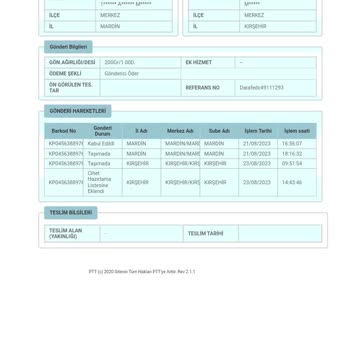 PTT Kargo Kargom İki Gündür Gelmiyor