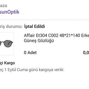 Atasun Siparişimi Gerekçesiz İptal Etti