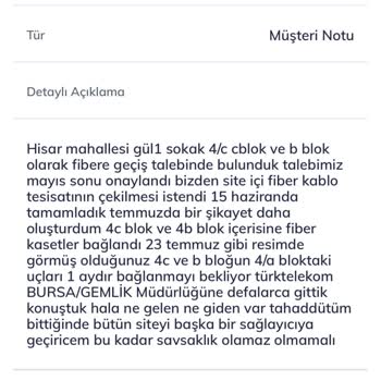 Türk Telekom Bursa/GEMLİK Altyapı Sorunları