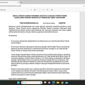 TEB Emekli Maaş Promosyonunu Hesaptan Hukuksuz Olarak Alması