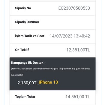 EasyCep Kampanya Ek Destek Tutarım Ödenmedi