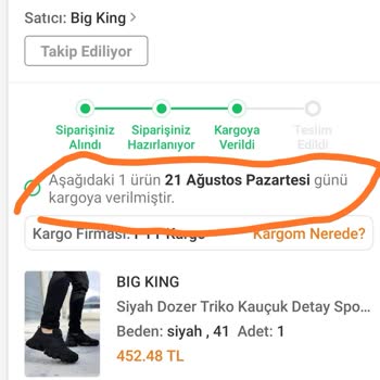 Big King Ayakkabı Ürünüm Gelmedi!