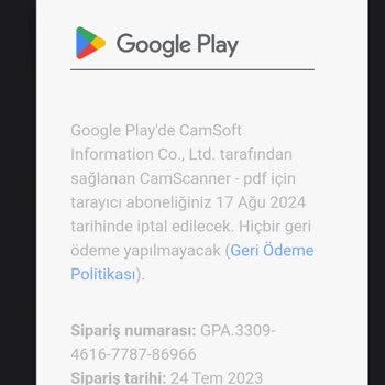 Cam Scanner Uygulaması Habersiz Abonelik Ücreti Alması