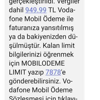 Vodafone Yanımda'da Faturalı Hattımdan 2564 TL'lik Alışveriş Yapılmış