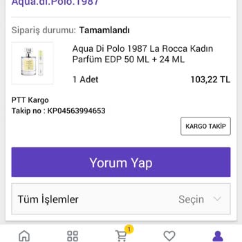 Aqua Di Polo Eksik Ürün Gönderildi